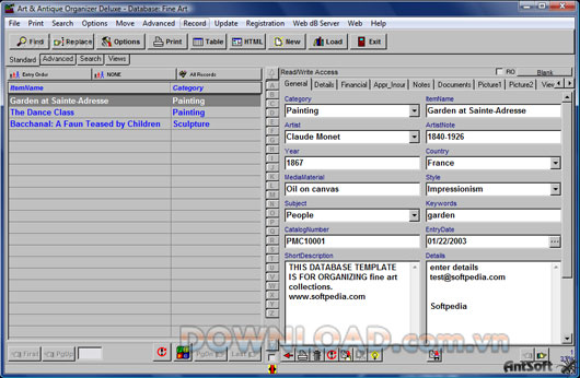 Art and Antiques Organizer Deluxe