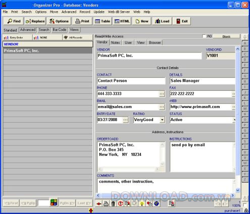 Purchase Order Organizer Pro