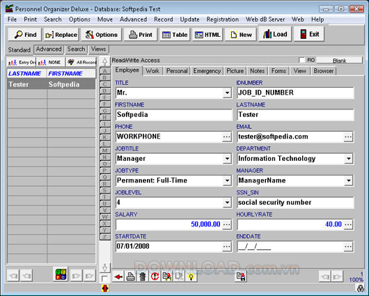 Personnel Organizer Deluxe