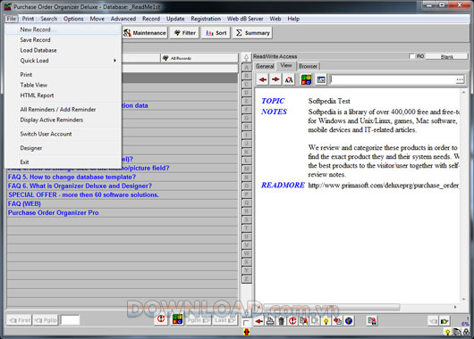 Purchase Order Organizer Deluxe