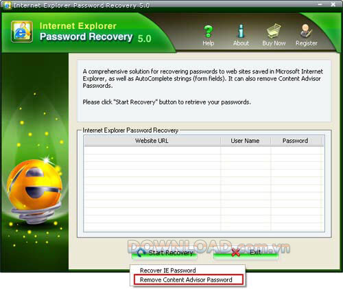 Internet Explorer Password Recovery