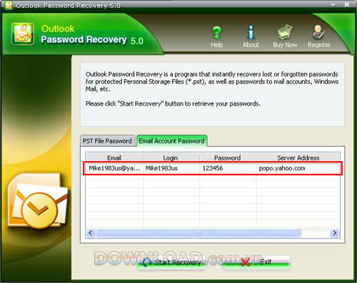 Outlook Password Recovery 