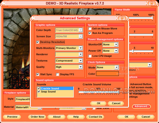 3D Realistic Fireplace Screensaver cung cấp cho người dùng một lò sưởi khá sống động