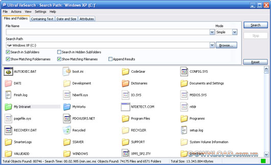 UltraFileSearch Lite trên Windows
