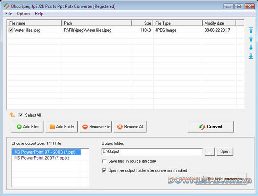 Okdo Jpeg Jp2 J2k Pcx to Ppt Pptx Converter