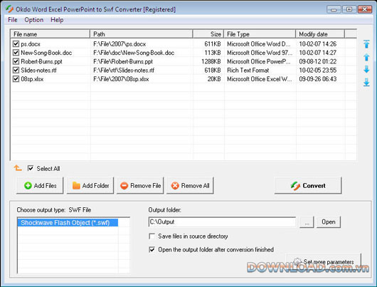 Okdo Word Excel PowerPoint to Swf Converter