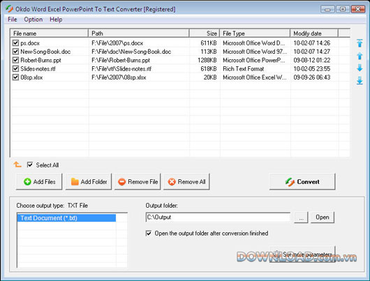 Okdo Word Excel PowerPoint to Text Converter