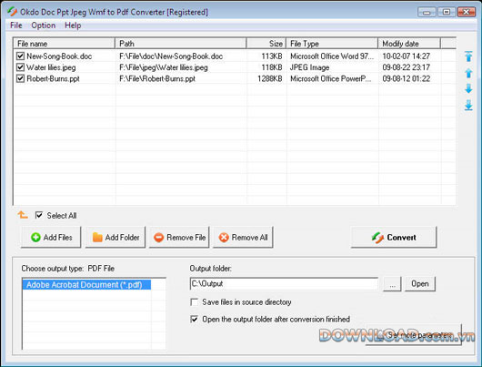 Okdo Doc Ppt Jpeg Wmf to Pdf Converter