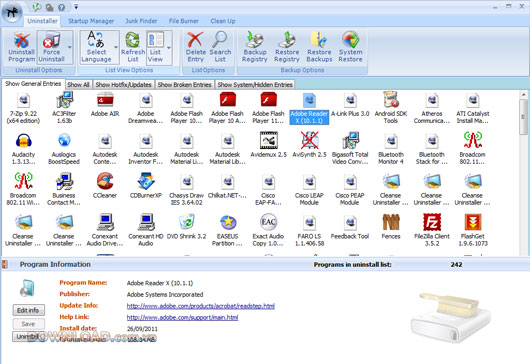 Màn hình giao diện Cleanse Uninstaller Pro