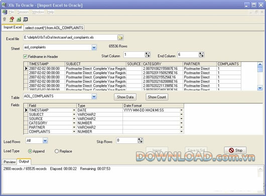 Excel to Oracle