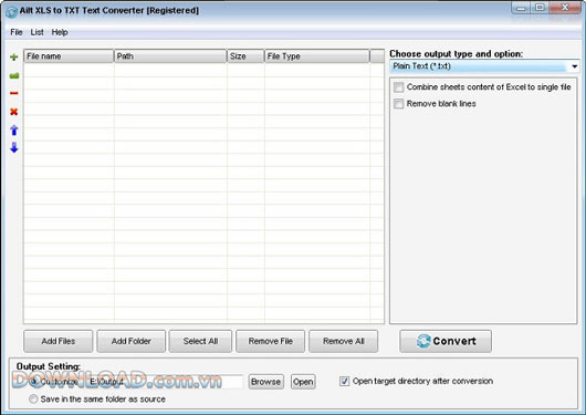 Ailt XLS to TXT Text Converter