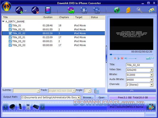 DawnArk DVD to iPhone Converter