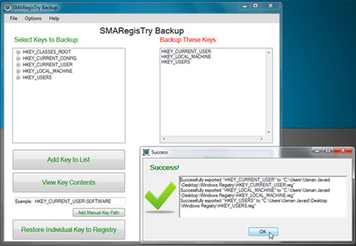 SMARegisTry Backup