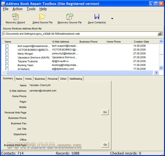 Address Book Repair Toolbox