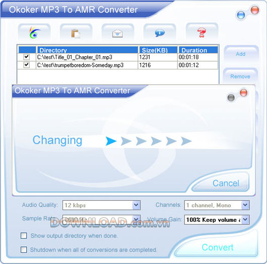 Okoker MP3 to AMR Converter