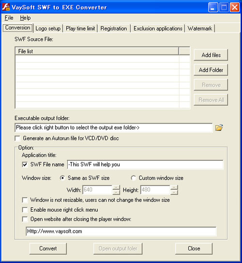 VaySoft SWF to EXE Converter