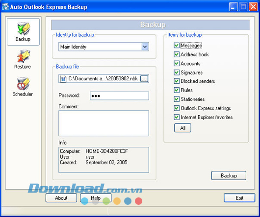 Auto Outlook Express Backup