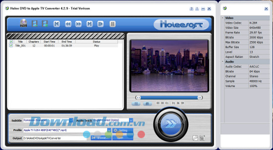 Holeesoft DVD to Apple TV converter