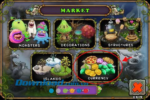 Tiền tệ trong trò chơi My Singing Monsters for iOS