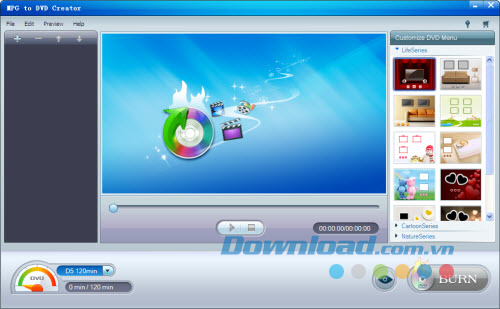 Giao diện chính iOrgsoft MPG to DVD Creator