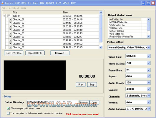 Agree Rip DVD to AVI WMV MPEG4 FLV iPod MOV