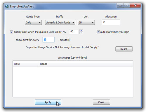 Thông báo dùng Internet vượt mức giới hạn EmproNetUsgAlert