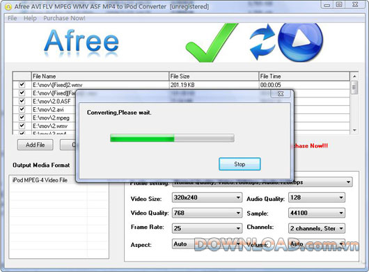 Afree AVI FLV MPEG WMV ASF MP4 to iPod Converter