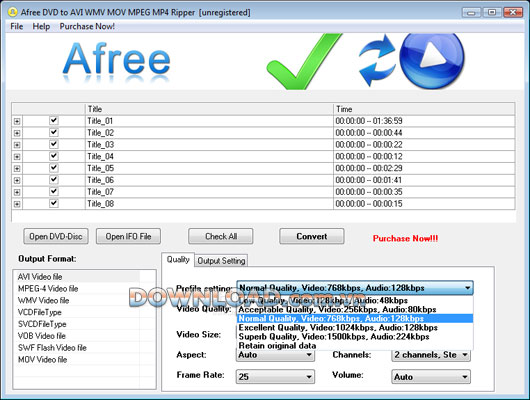 Afree DVD to AVI WMV MOV MPEG MP4 Ripper 