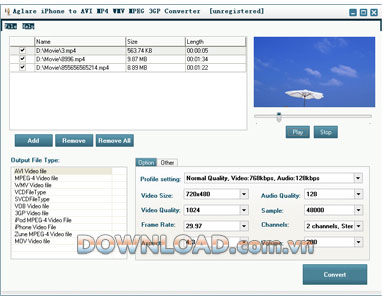 Aglare iPhone to AVI MP4 WMV MPEG 3GP Converter