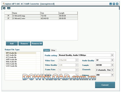Aglare MP3 AAC AC3 AMR Converter