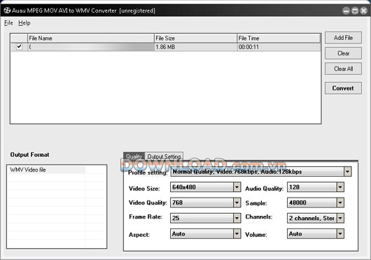 AUAU MPEG MOV AVI to WMV Converter