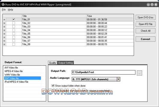 AUAU DVD to AVI 3GP MP4 iPod WMV Ripper