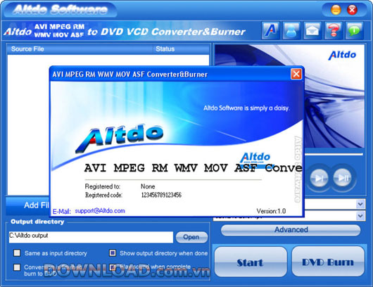 Altdo AVI MPEG RM WMV MOV ASF to DVD VCD Converter