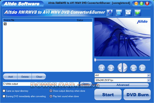 Altdo RM/RMVB to AVI WMV DVD Converter&Burner