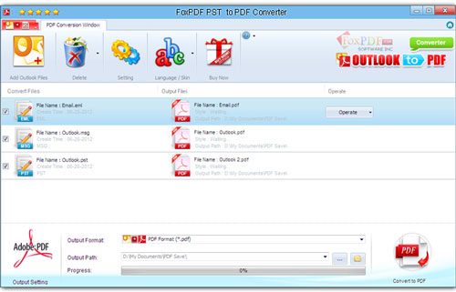 FoxPDF PST to PDF Converter
