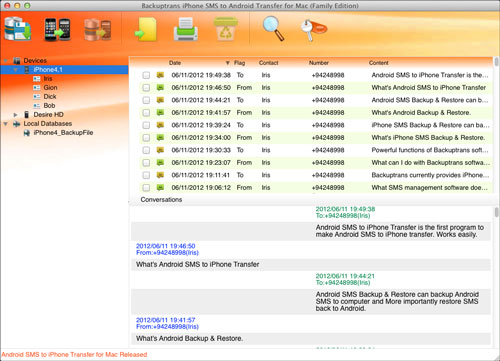 Backuptrans iPhone SMS to Android Transfer
