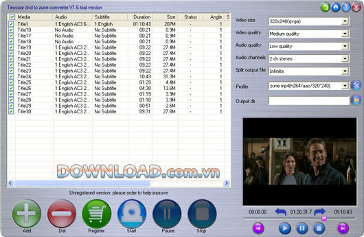 Tinysoar DVD to Zune Converter
