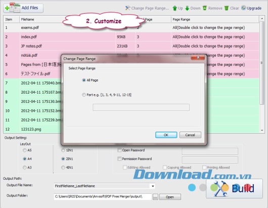 Giao diện chính PDF Merger Free