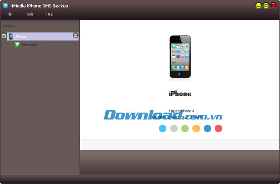 Giao diện chính 4Media iPhone SMS Backup
