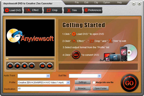 Anyviewsoft DVD to Creative Zen Converter 