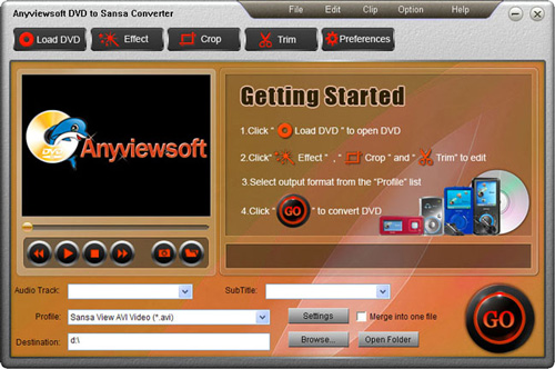 Anyviewsoft DVD to Sansa Converter