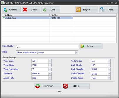 Fast RM FLV MP4 MKV AVI MPG WMV Converter 