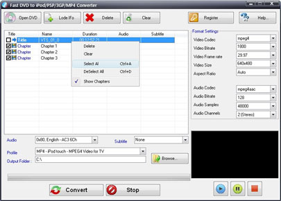 Fast DVD to iPod PSP 3GP MP4 Converter
