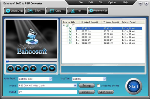 Eahoosoft DVD to PSP Converter