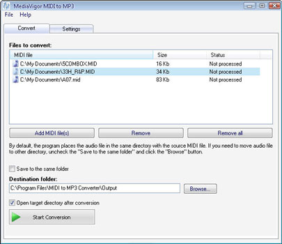 MediaVigor MIDI to MP3 Converter
