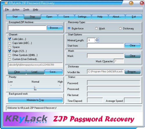 KRyLack ZIP Password Recovery