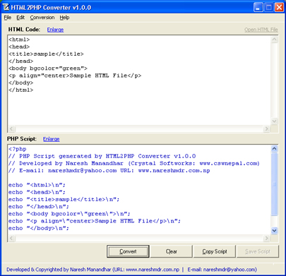 HTML2PHP Converter