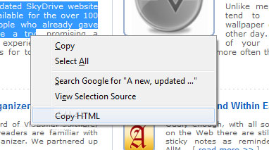 Copy HTML