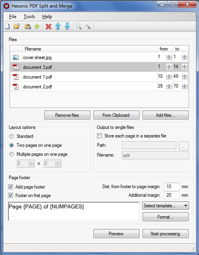 Hexonic PDF Split and Merge