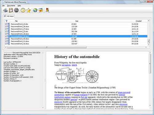 FileInternals Word Recovery